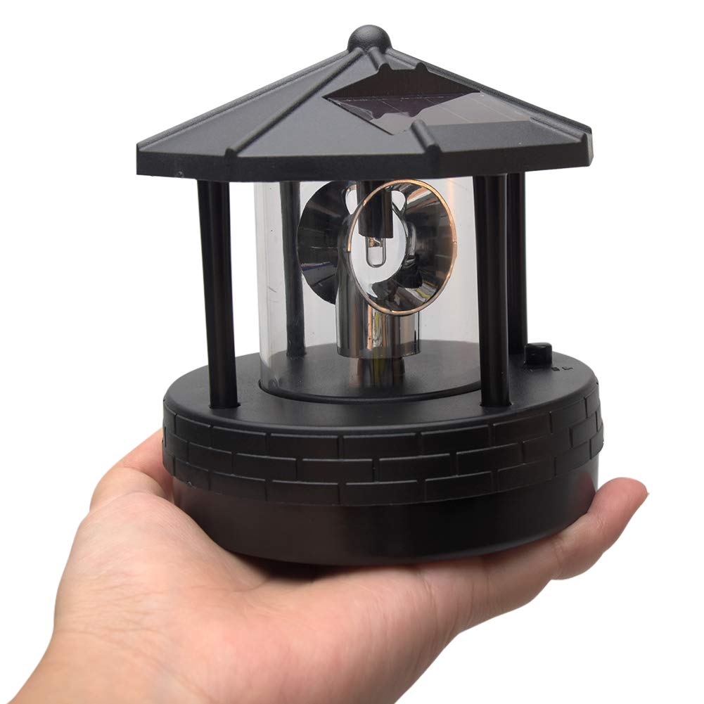 Solar Lighthouse LED Rotating Garden Light with 2 Solar Panels Y605724