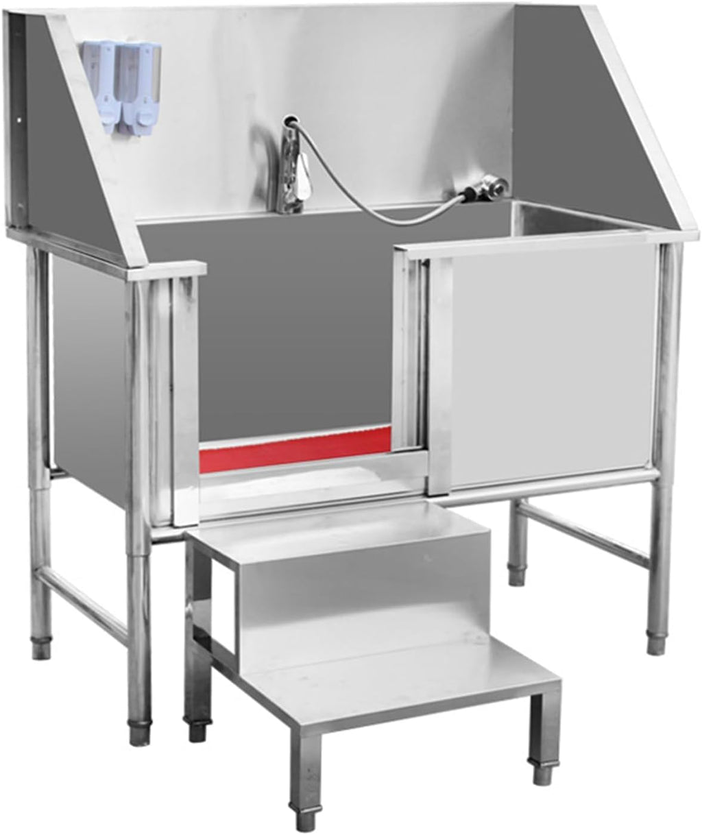 Stainless Steel Dog Grooming Bathtub with Walk-in Stairs J8230