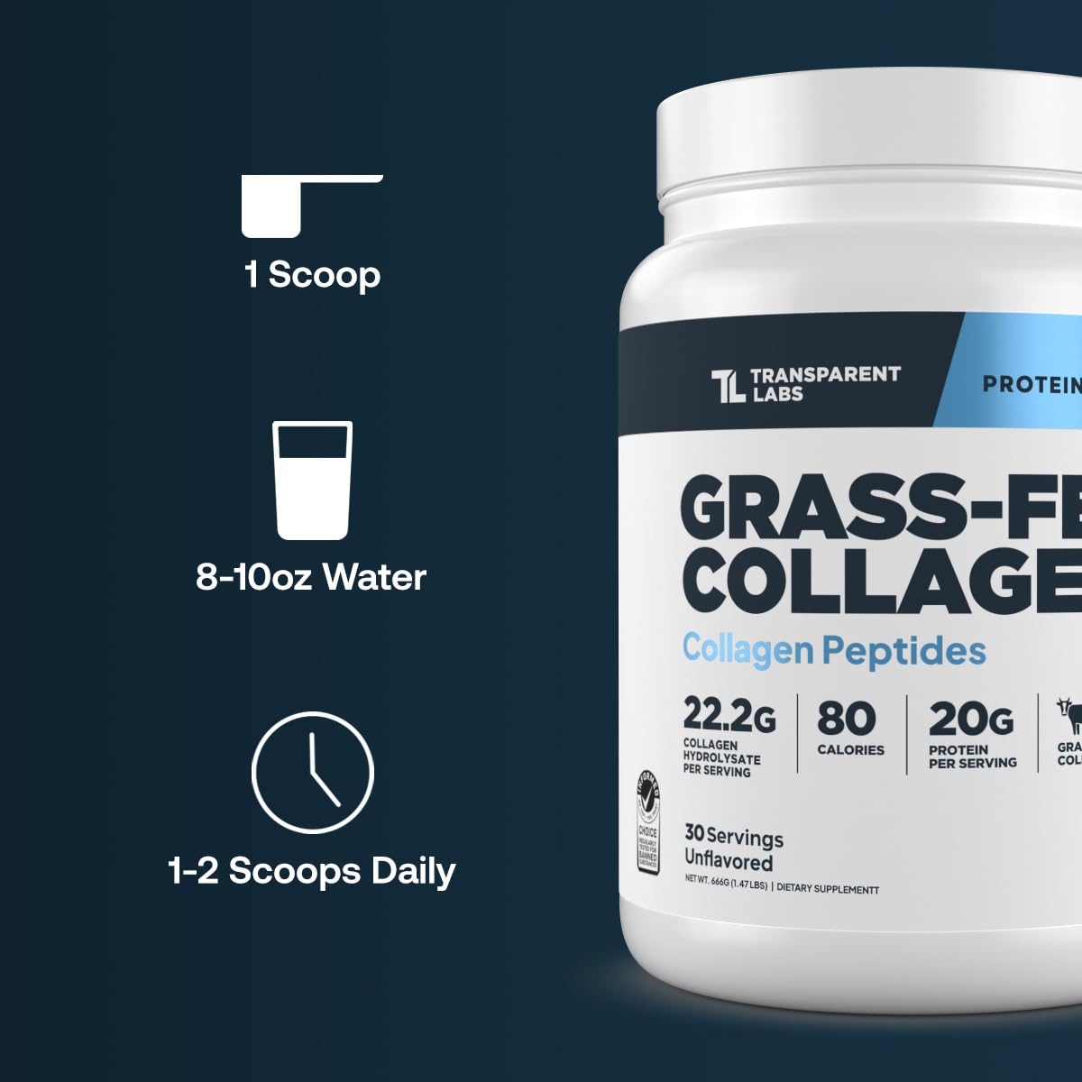 Grass-Fed Collagen Peptides, 30 Servings, Unflavored K522