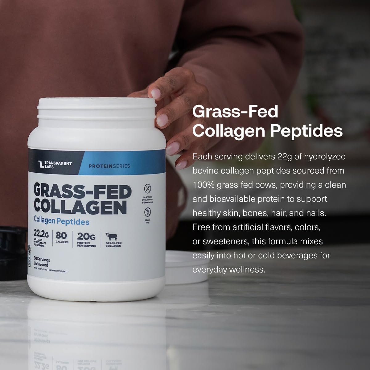 Grass-Fed Collagen Peptides, 30 Servings, Unflavored K522