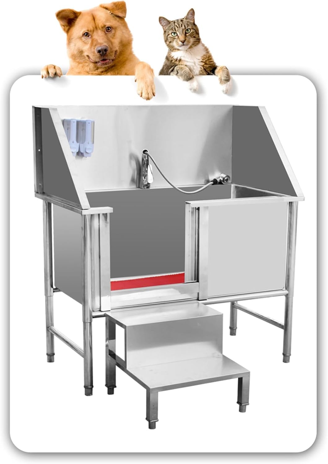 Stainless Steel Dog Grooming Bathtub with Walk-in Stairs J8230