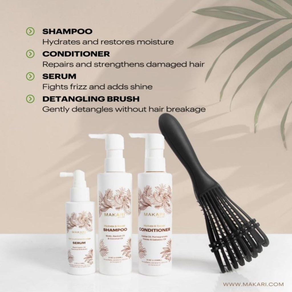 Hair Care Set with Shampoo, Conditioner, Serum & Brush H13371