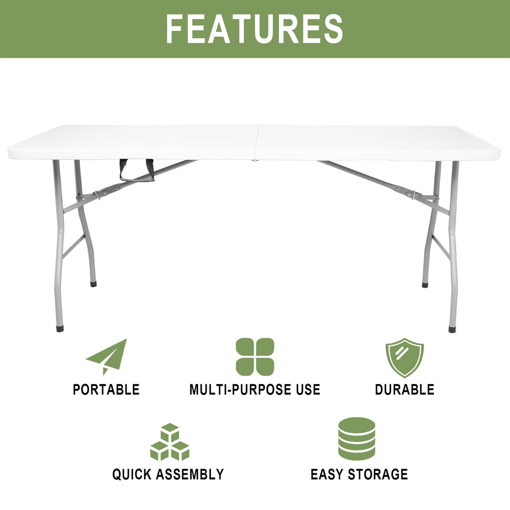6FT Plastic Folding Table with Lock and Handle H540