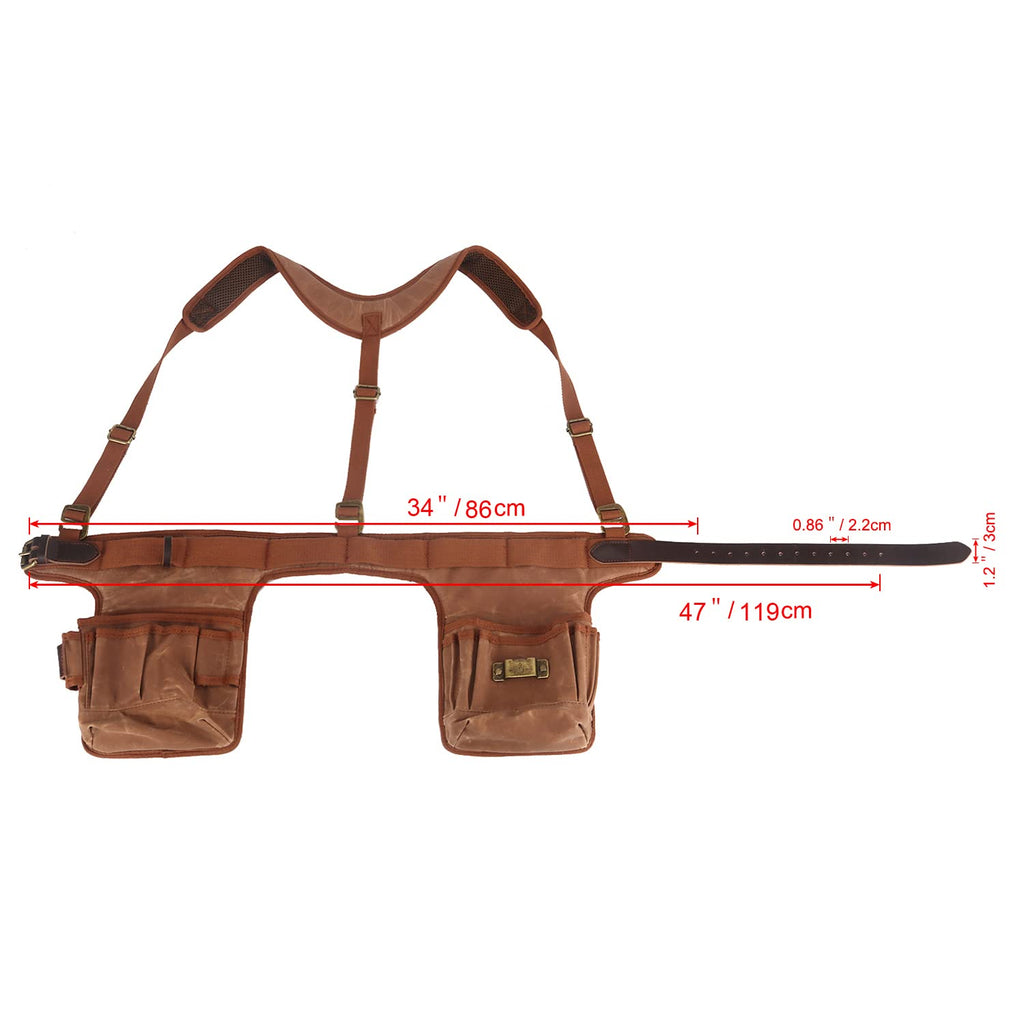 Tool Belt Bag with Suspenders 5+ Pockets H5659