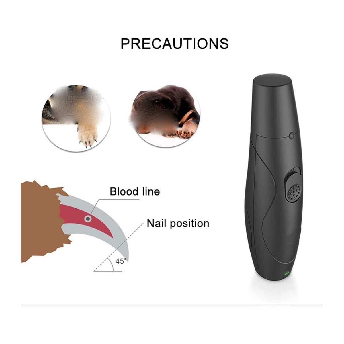 Dog Nail Grinder Clipper Rechargeable Electric Pet Nail Trimmer L6726