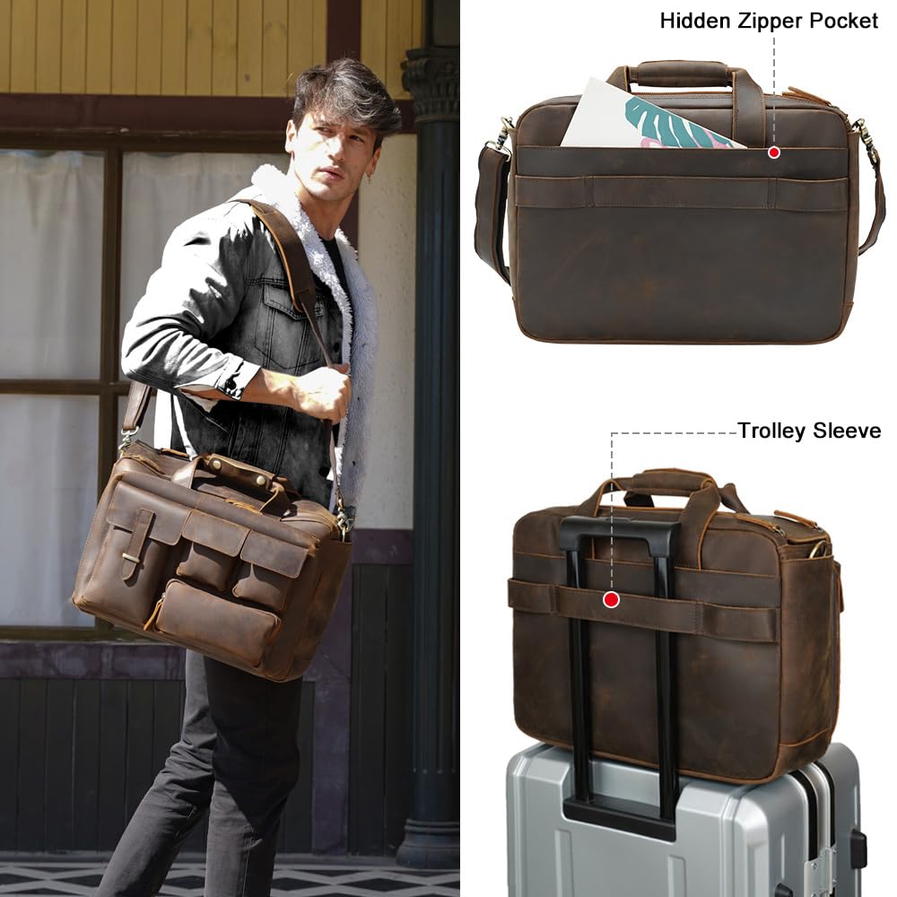 Leather 17.3" Laptop Briefcase I416