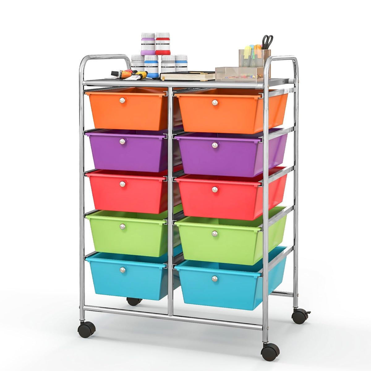 10 Drawer Rolling Storage Cart with Wheels B362732