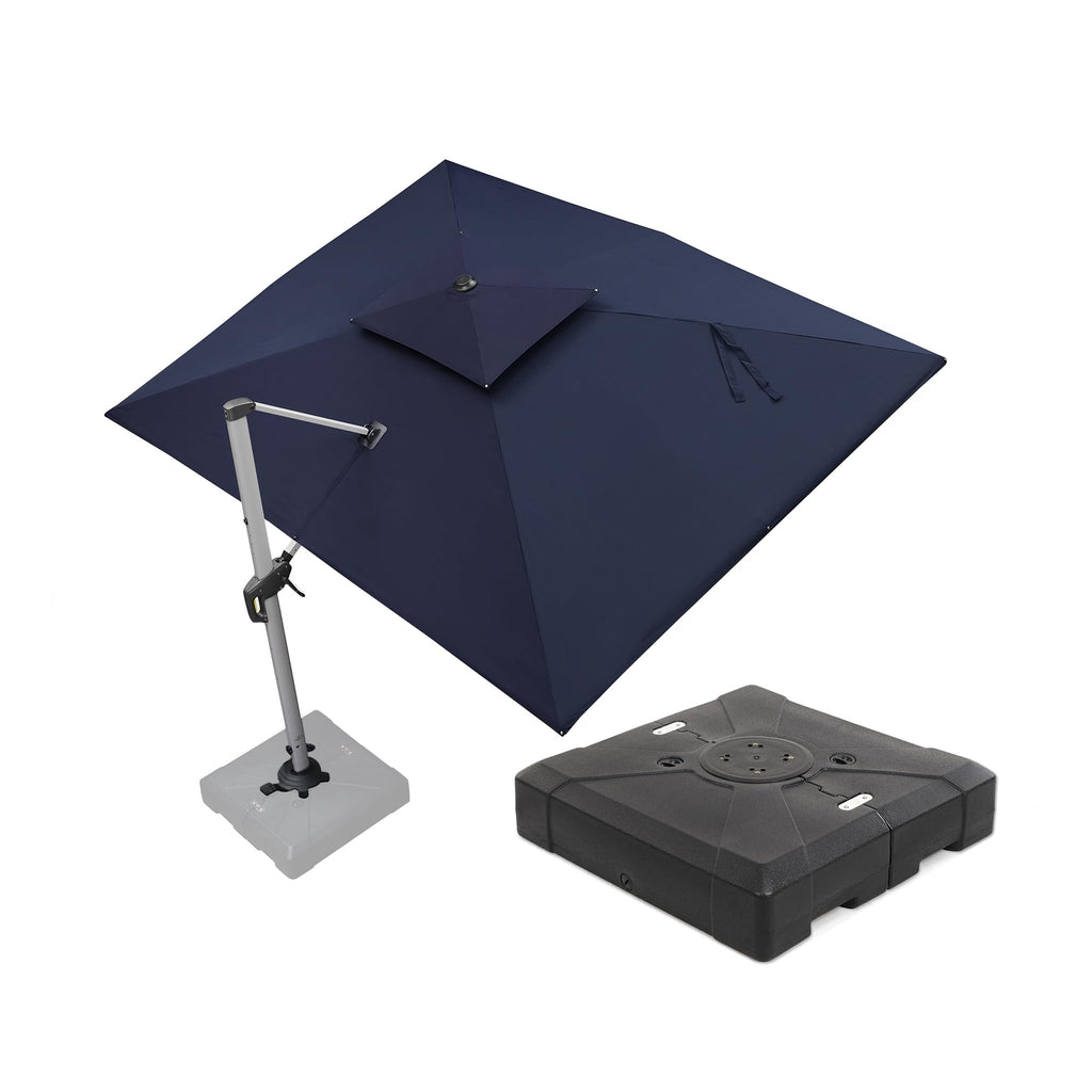 Navy Blue 9' X 12' Patio Cantilever Umbrella with Base Q9643