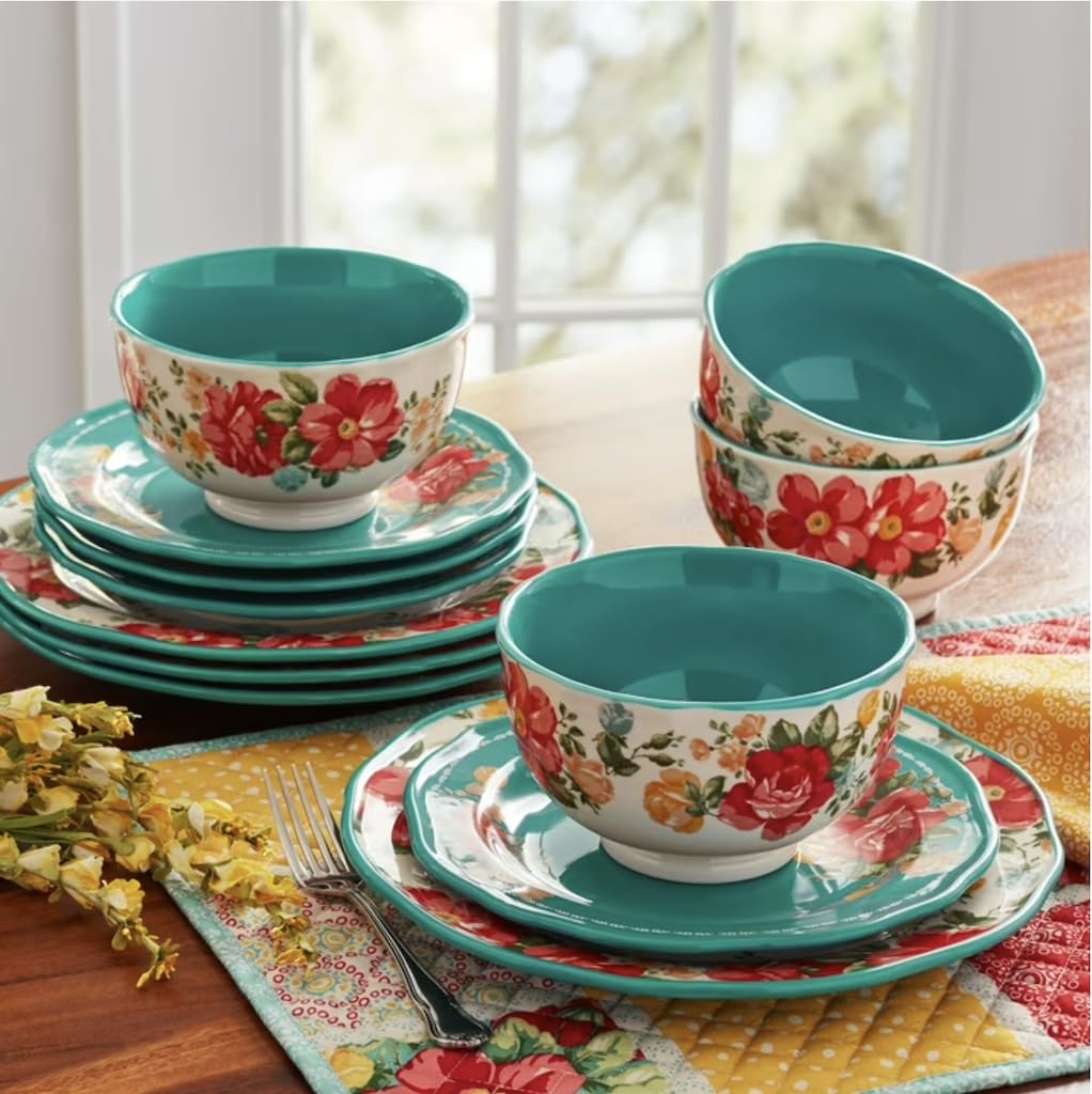12-Piece Teal Dinnerware Set P734