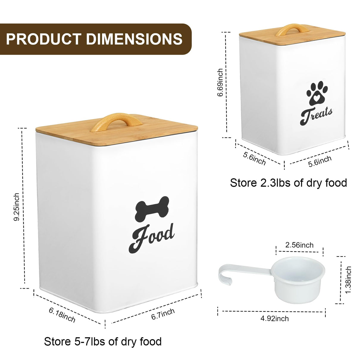 White 2PCS Airtight Dog Treat Container W607215
