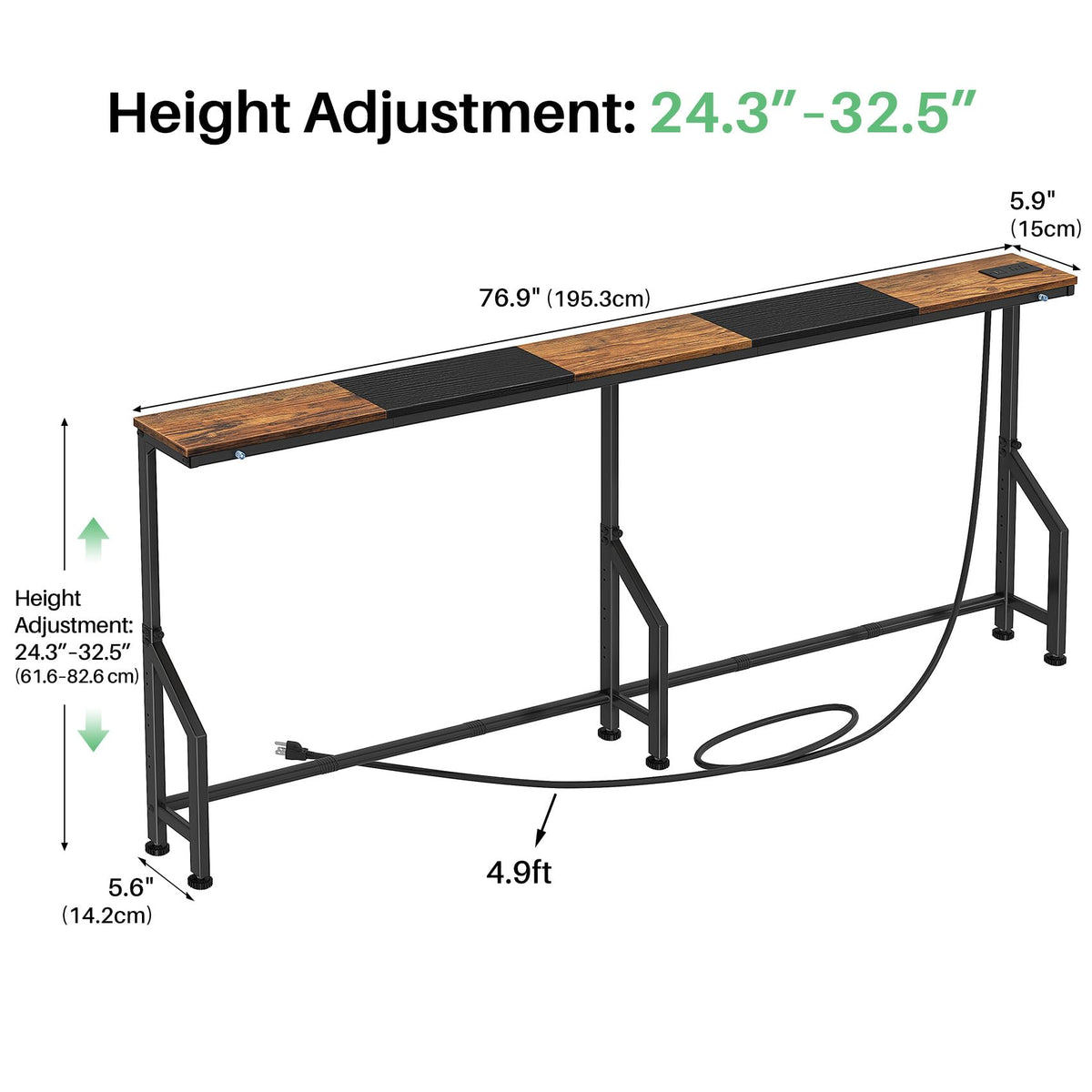 Narrow Console Table with Power Outlet X582404