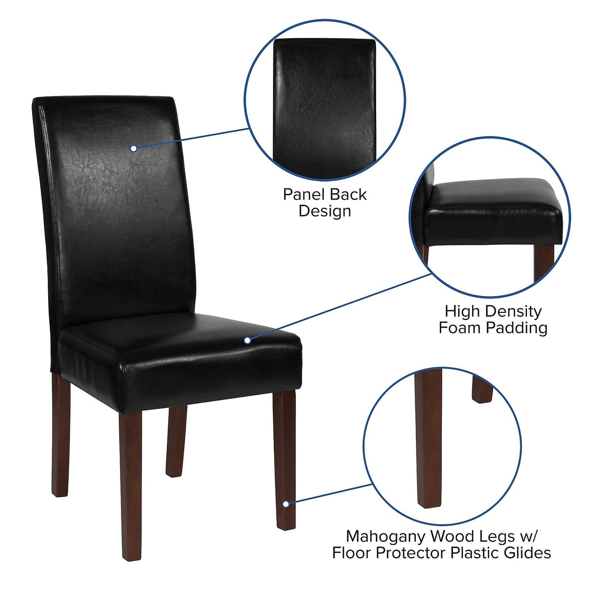 Black LeatherSoft Parsons Dining Chair T631843