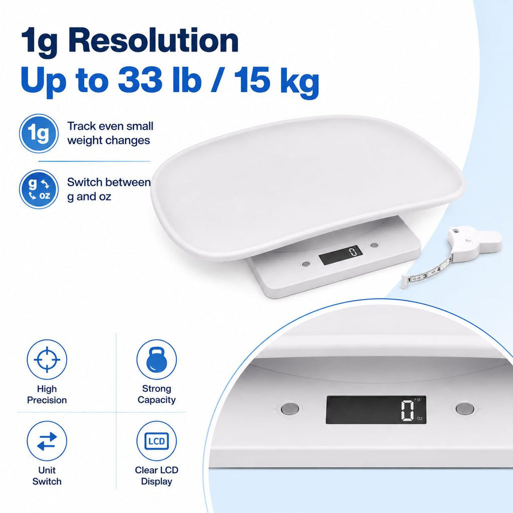 Digital Pet Scale with 1g Resolution and Tape Measure G133933