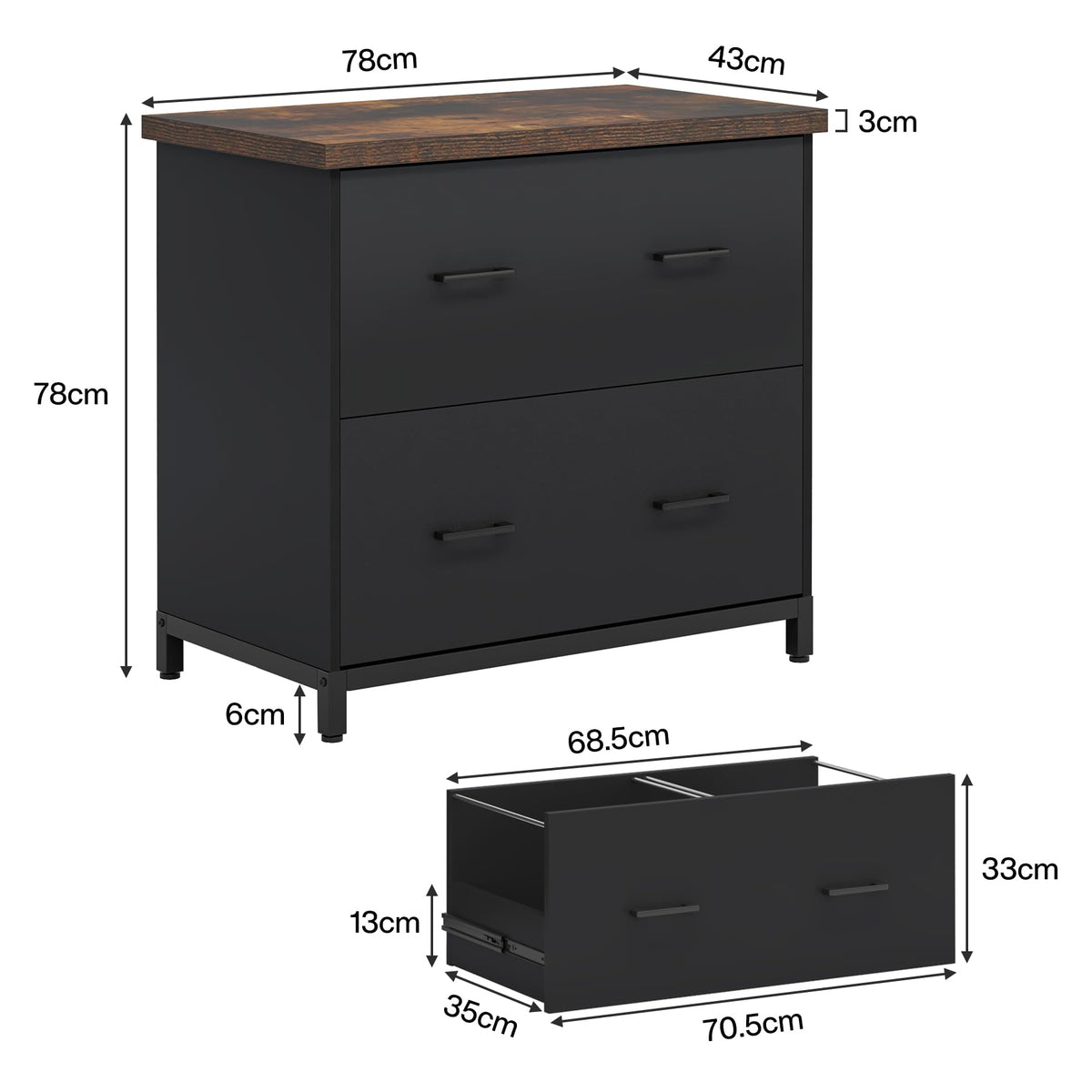 2-Drawer Wood File Cabinet I489
