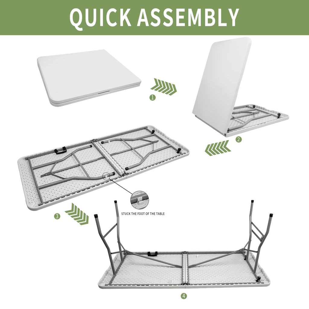6FT Plastic Folding Table with Lock and Handle H540
