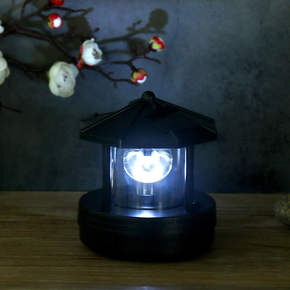 Solar Lighthouse LED Rotating Garden Light with 2 Solar Panels Y605724