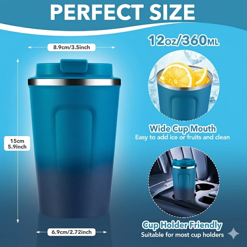 12 oz Insulated Stainless Steel Travel Coffee Mug 2 Pack G624137