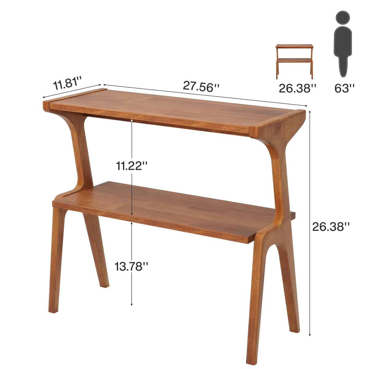 Wood 2-Tier End Table with Storage Shelves U313
