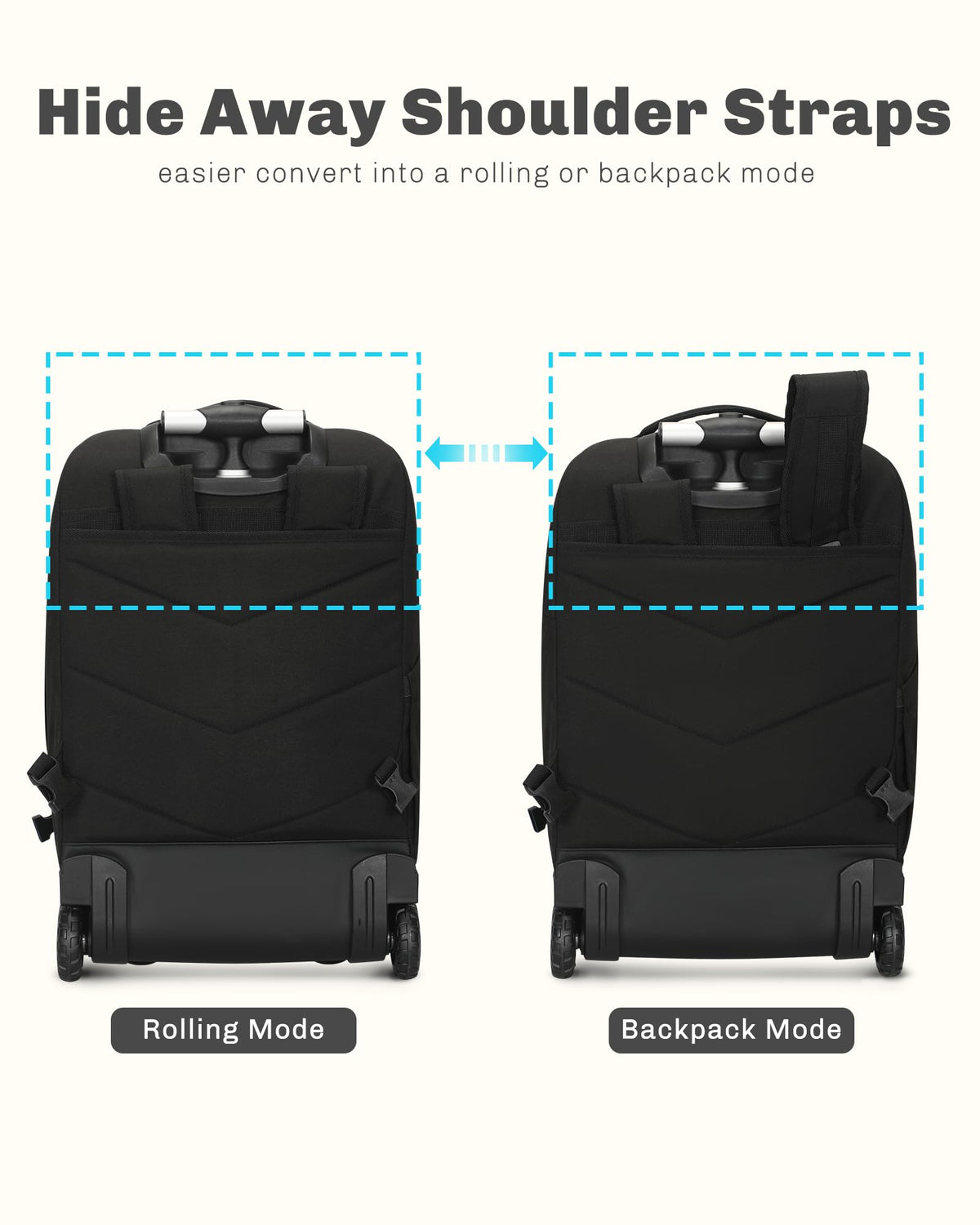 Rolling Backpack with Wheels 43L with Packing Cubes Set M2427