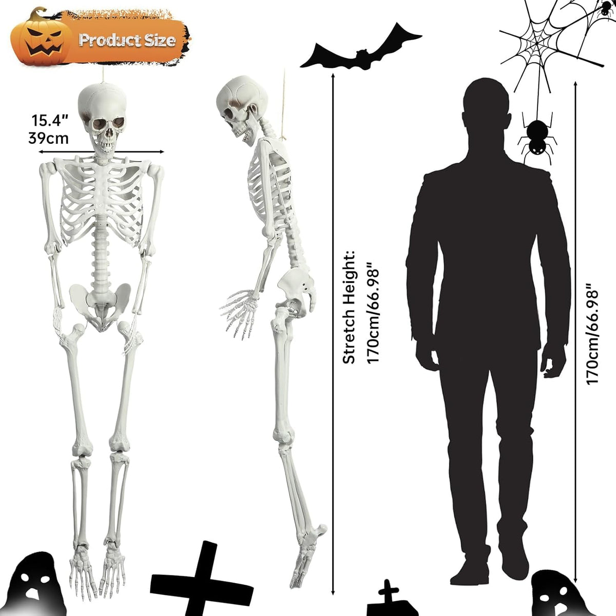 5.4 Ft White Skeleton with Movable Joints P13945