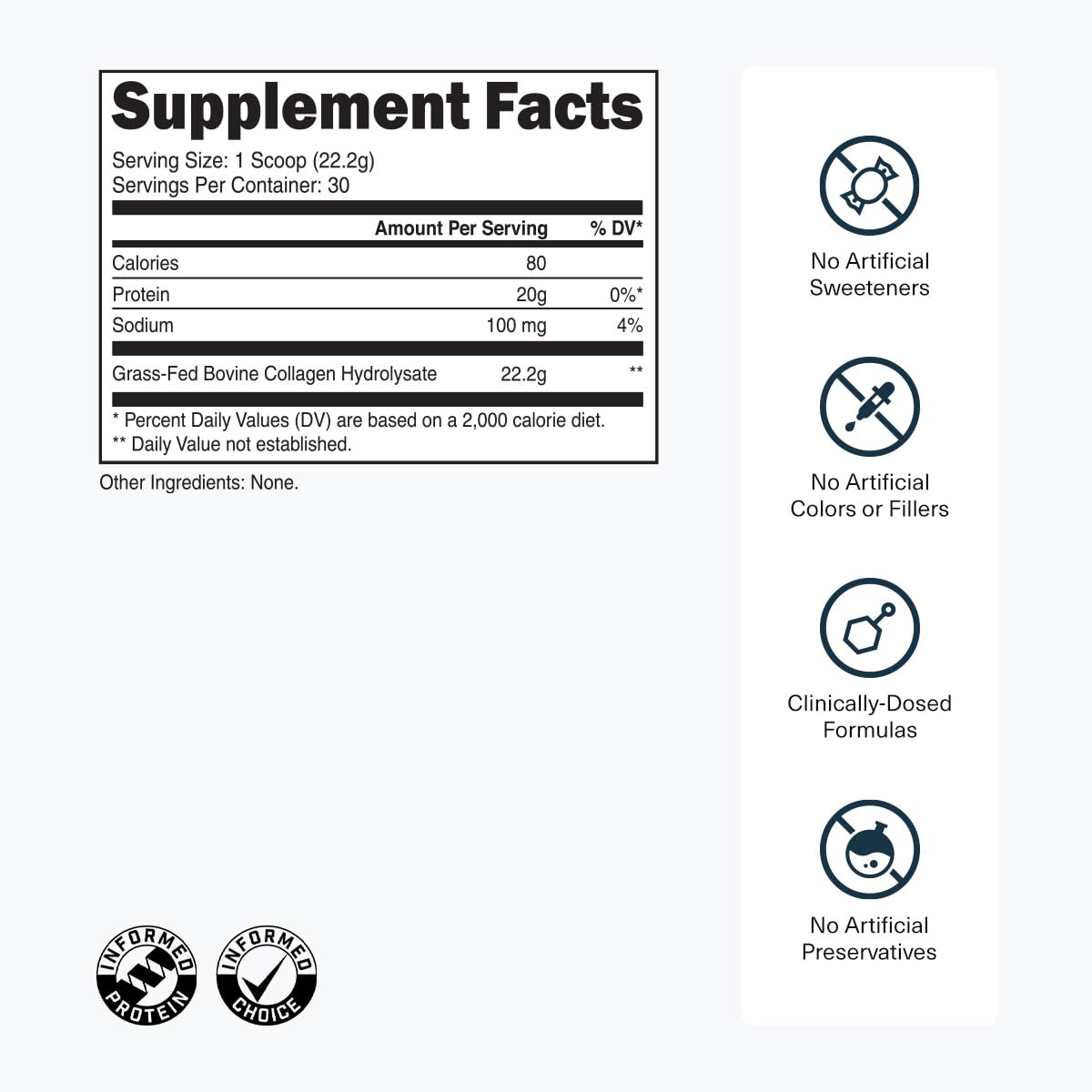 Grass-Fed Collagen Peptides, 30 Servings, Unflavored K522