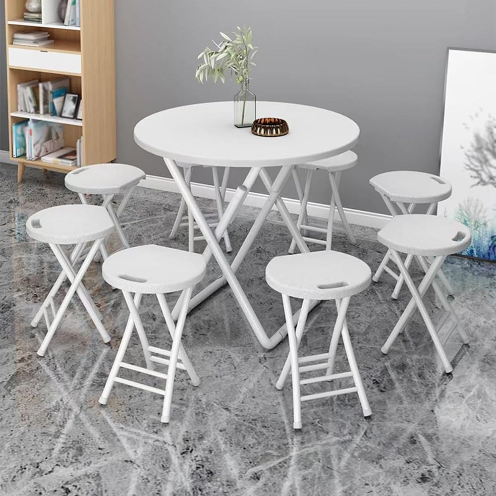 18 Inch Folding Stool with Handles, Plastic Seat, Metal Frame, 110 lbs Capacity R311