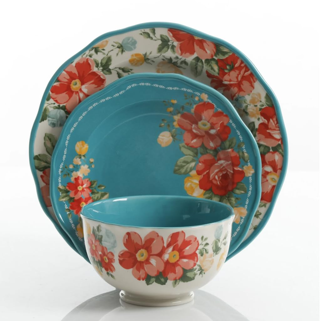 12-Piece Teal Dinnerware Set P734