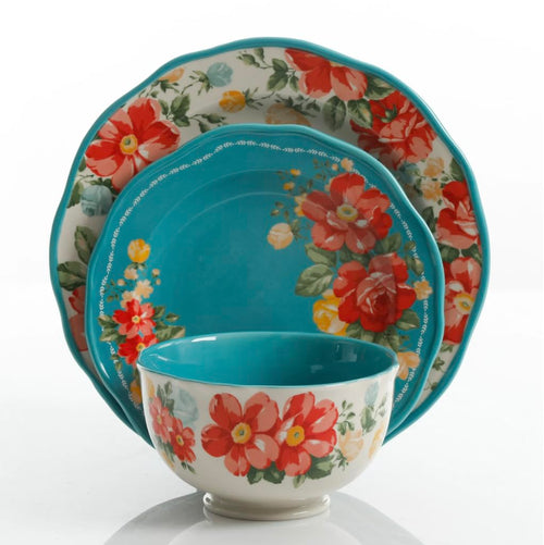12-Piece Teal Dinnerware Set P734