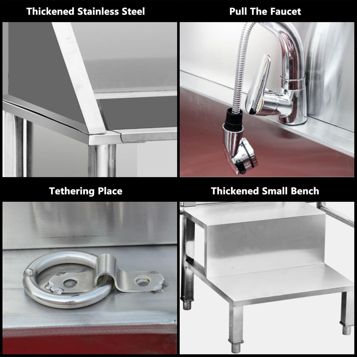 Stainless Steel Dog Grooming Bathtub with Walk-in Stairs J8230
