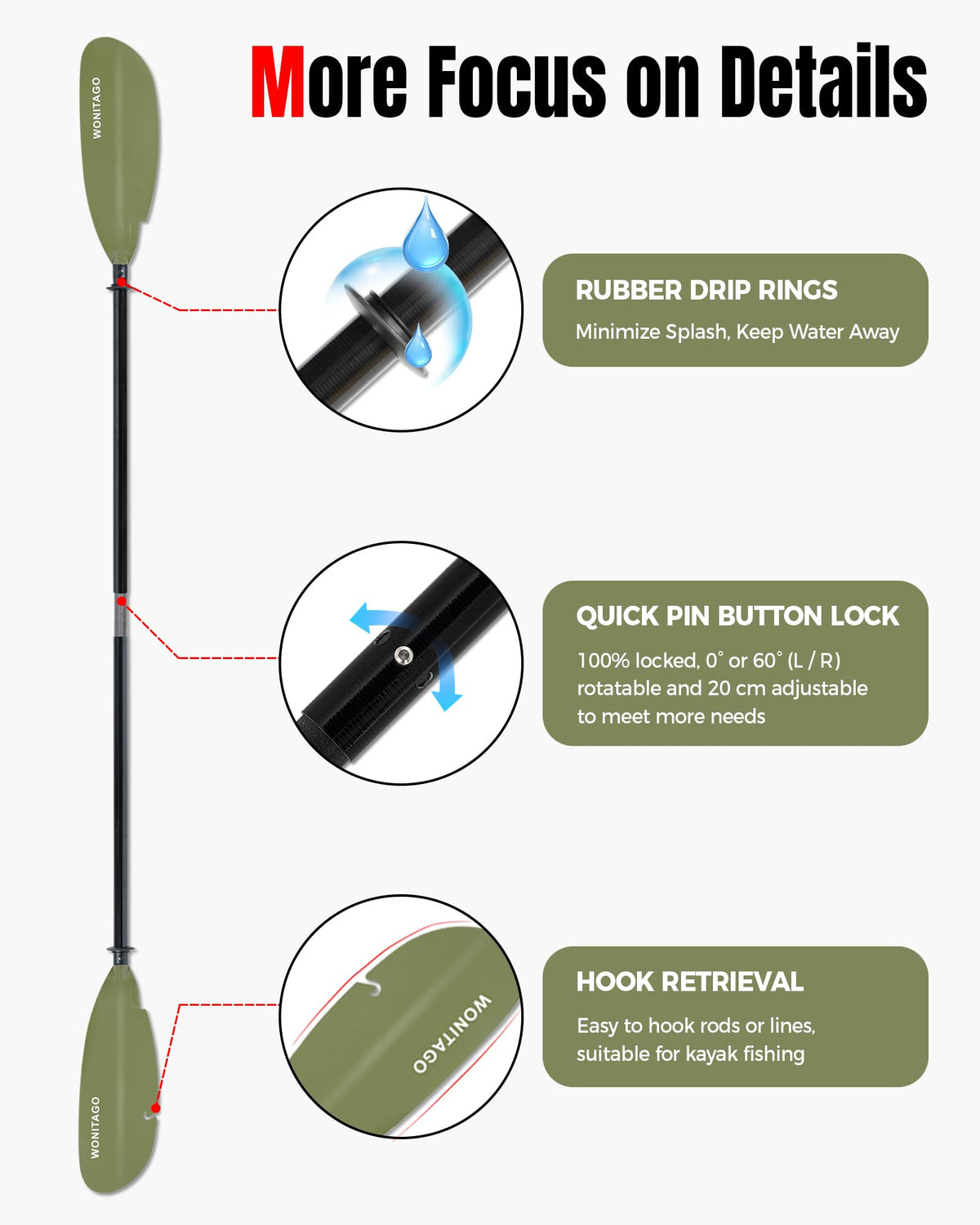 Adjustable Fiberglass Kayak Paddle N84389