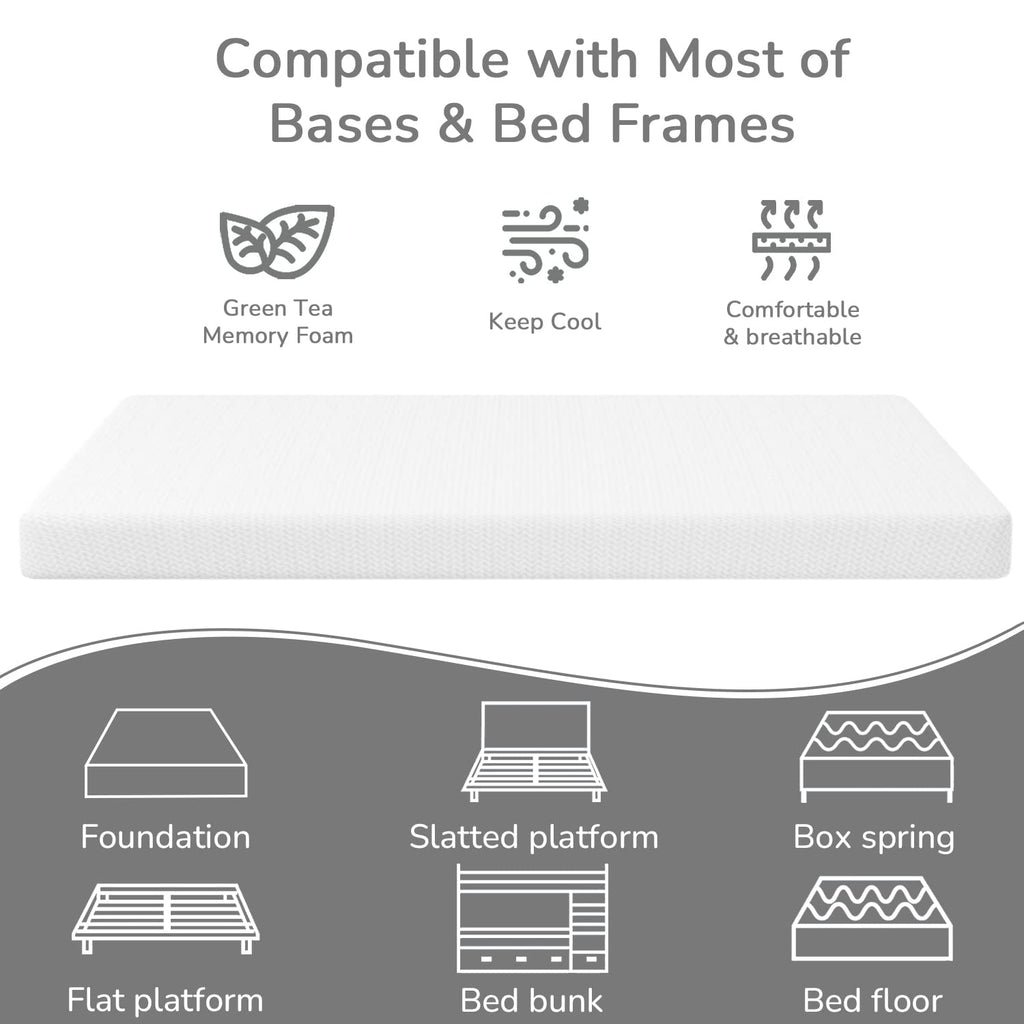 5 Inch Twin Mattress Green Tea Gel Memory Foam P81529