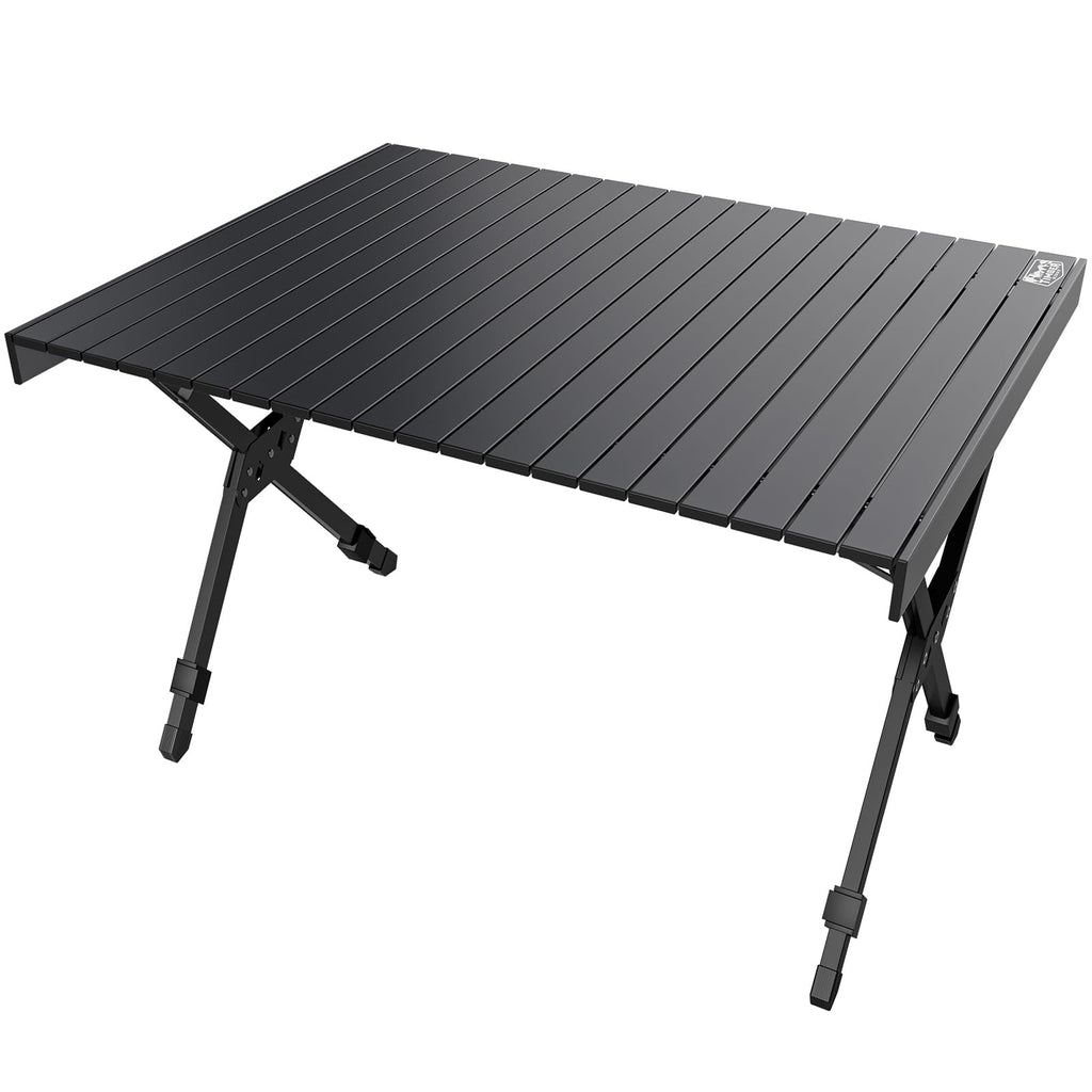 Folding Camping Table Adjustable Height Lightweight Aluminum Black R38578
