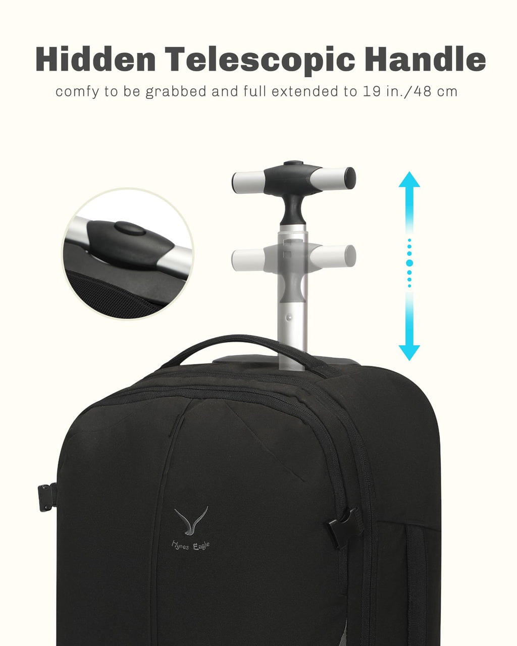 Rolling Backpack with Wheels 43L with Packing Cubes Set M2427