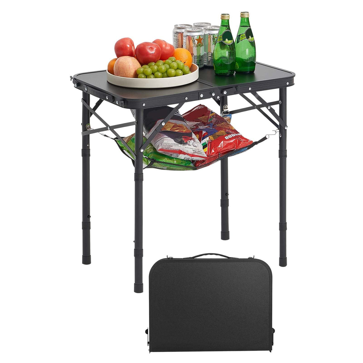 Folding Camping Table Adjustable Height Aluminum MDF 24 x 16 inch R80716