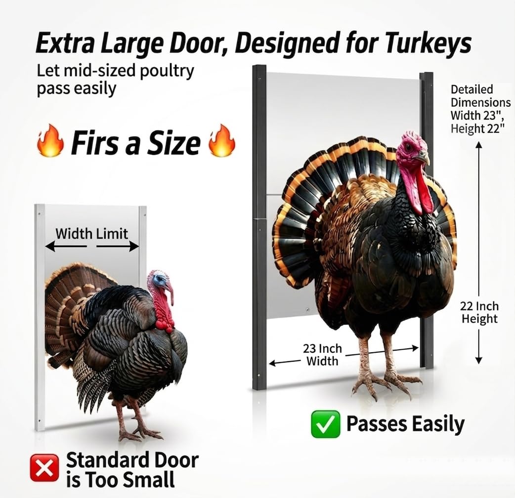 Automatic Turkey Coop Door 22 x 23 in Aluminum P8701