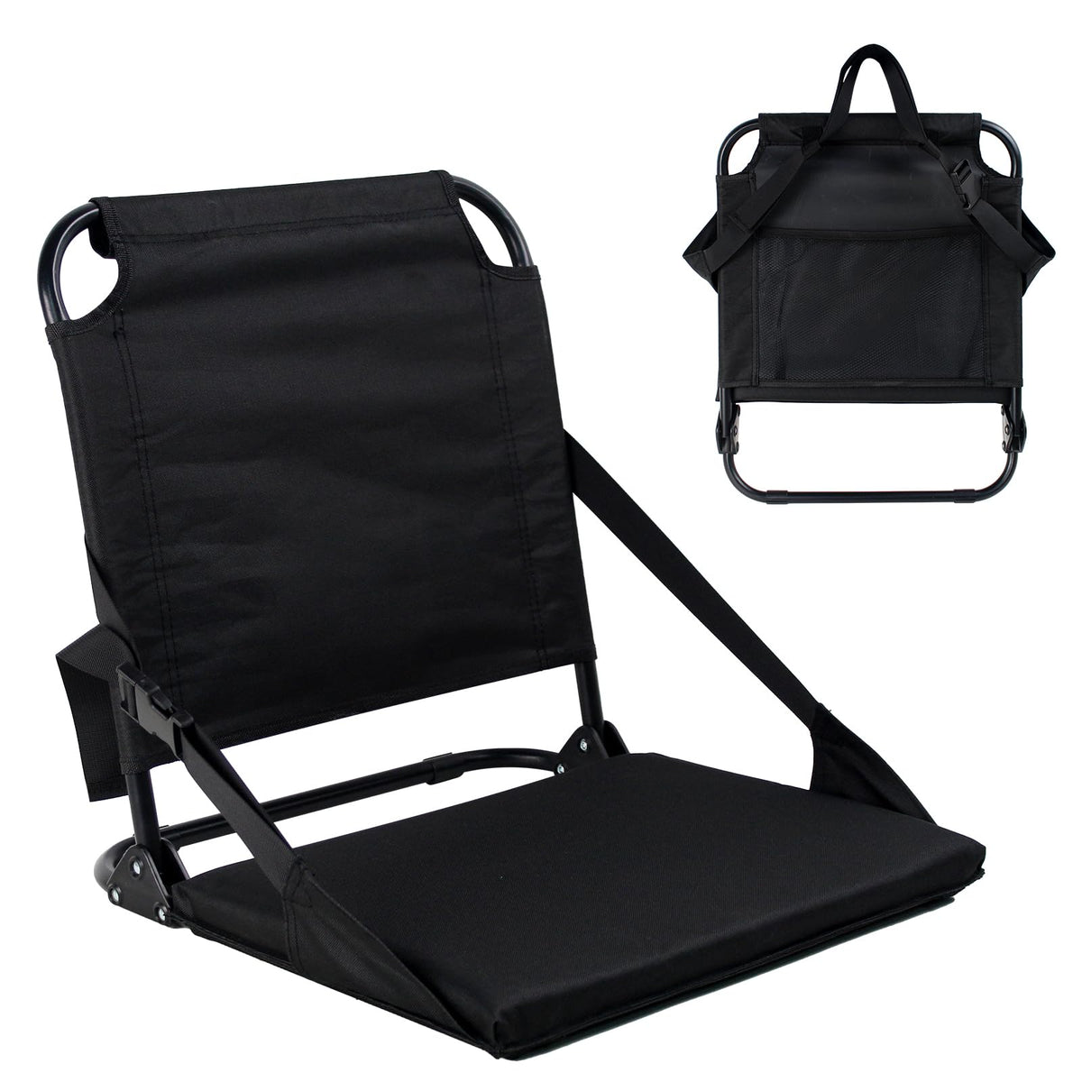 Portable Stadium Seat with Back Support and Storage Pockets R591651