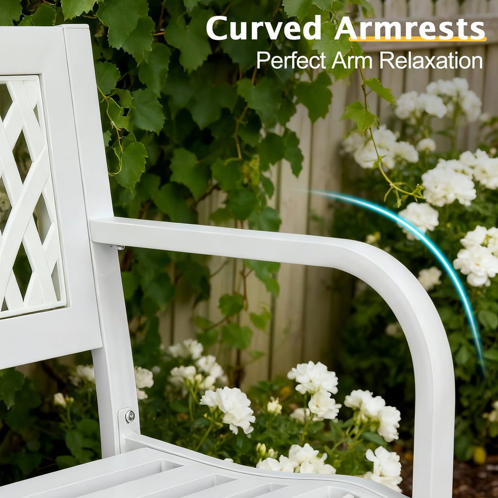 White 2-Person Outdoor Bench P7671