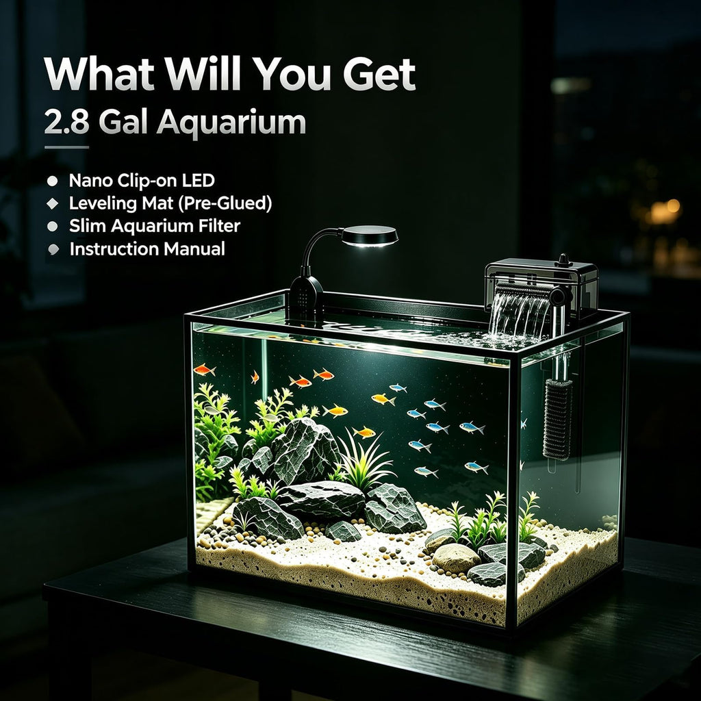 2.8 Gallon Aquarium Starter Kit with LED and Filter Pump E922
