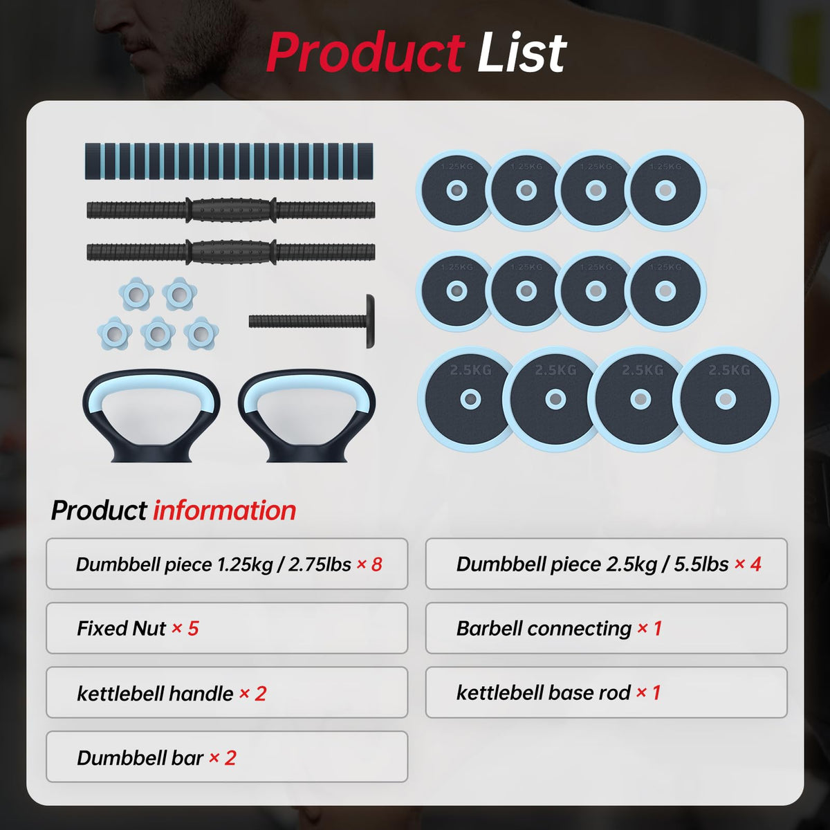 Adjustable 45lbs Dumbbell Set with Connector Z638580