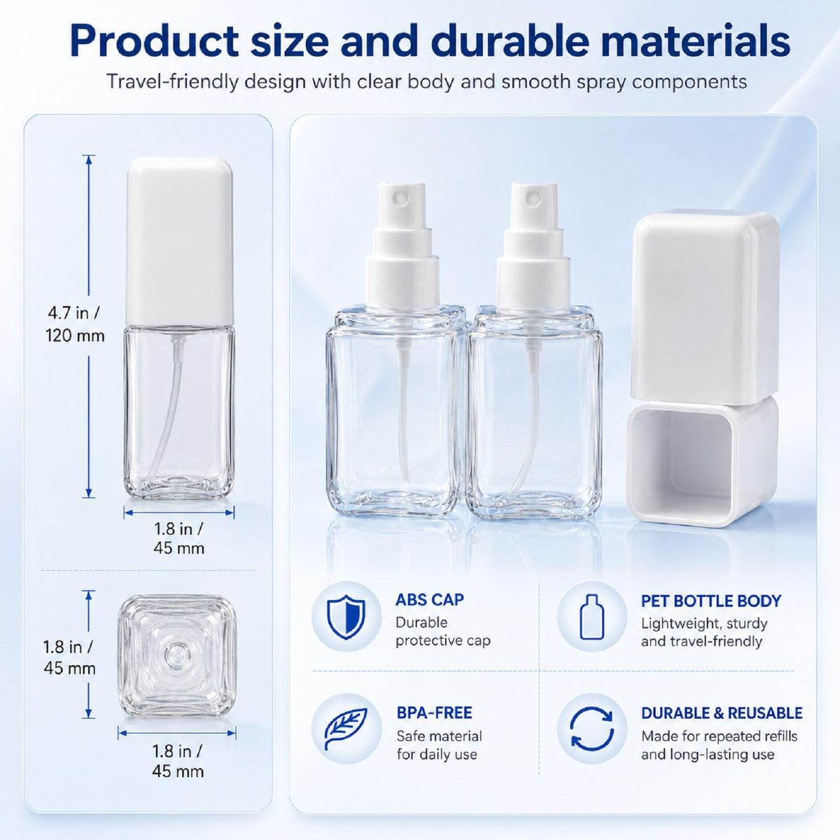 2 Pack 2.7oz Fine Mist Spray Bottles T235