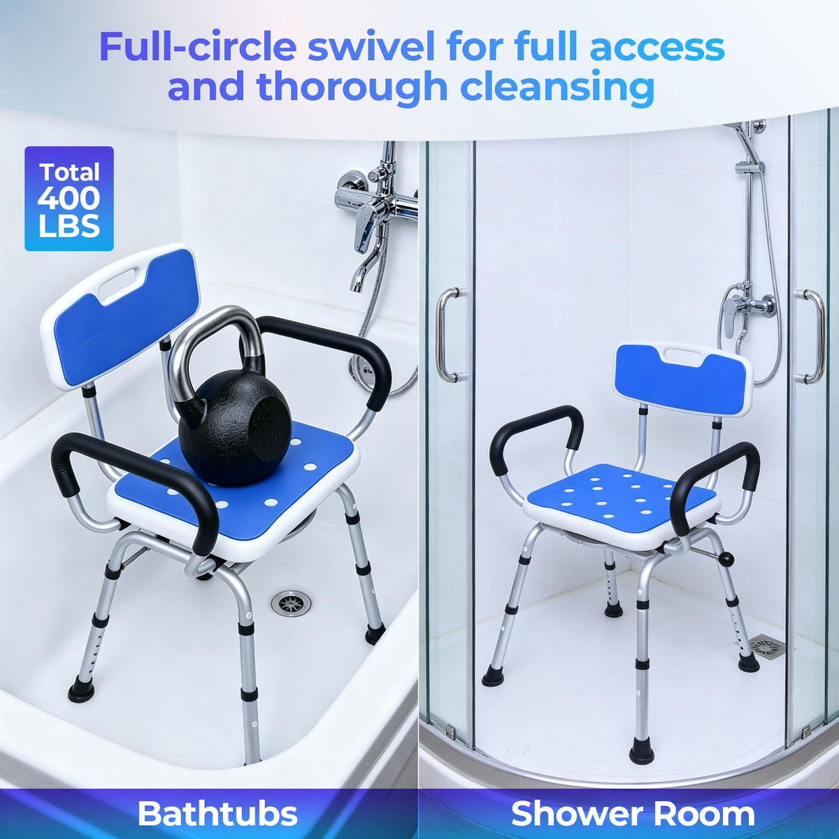 Swivel Shower Chair with Arms and Back O391871