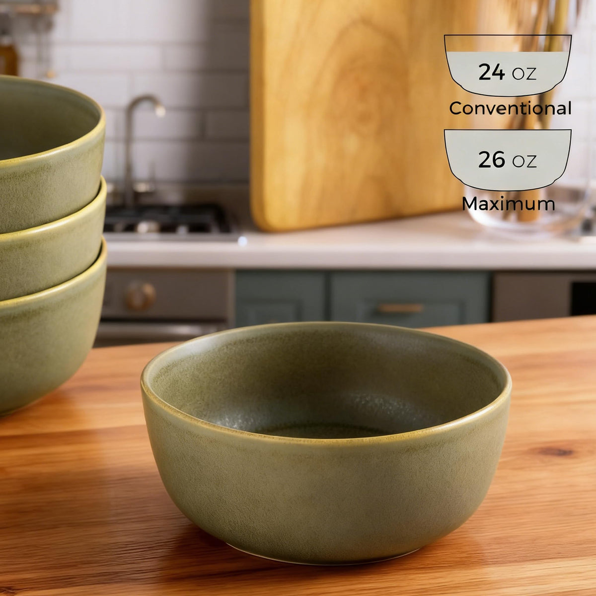 Stoneware Cereal Bowls Set of 4, 26oz Ceramic Bowls X210210