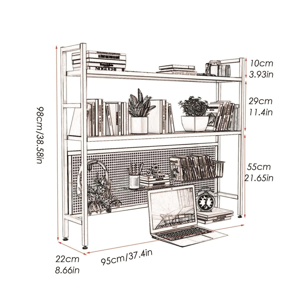 2 Tier White Wood Desktop Bookshelf C752122