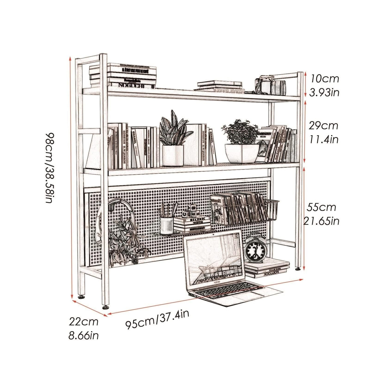 2 Tier White Wood Desktop Bookshelf C752122