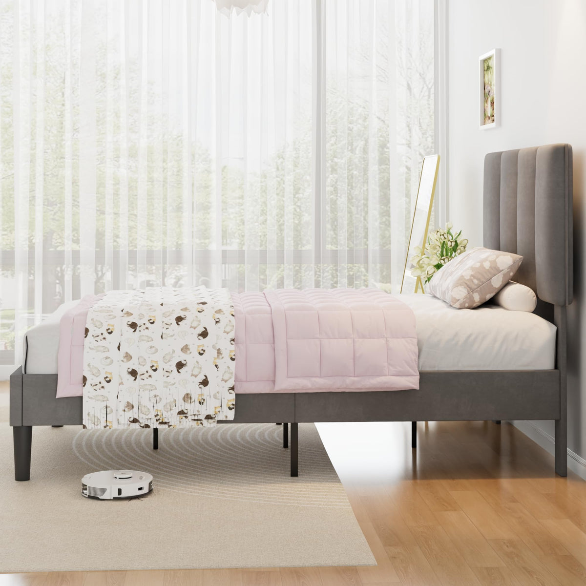 Twin Size Upholstered Bed Frame A152