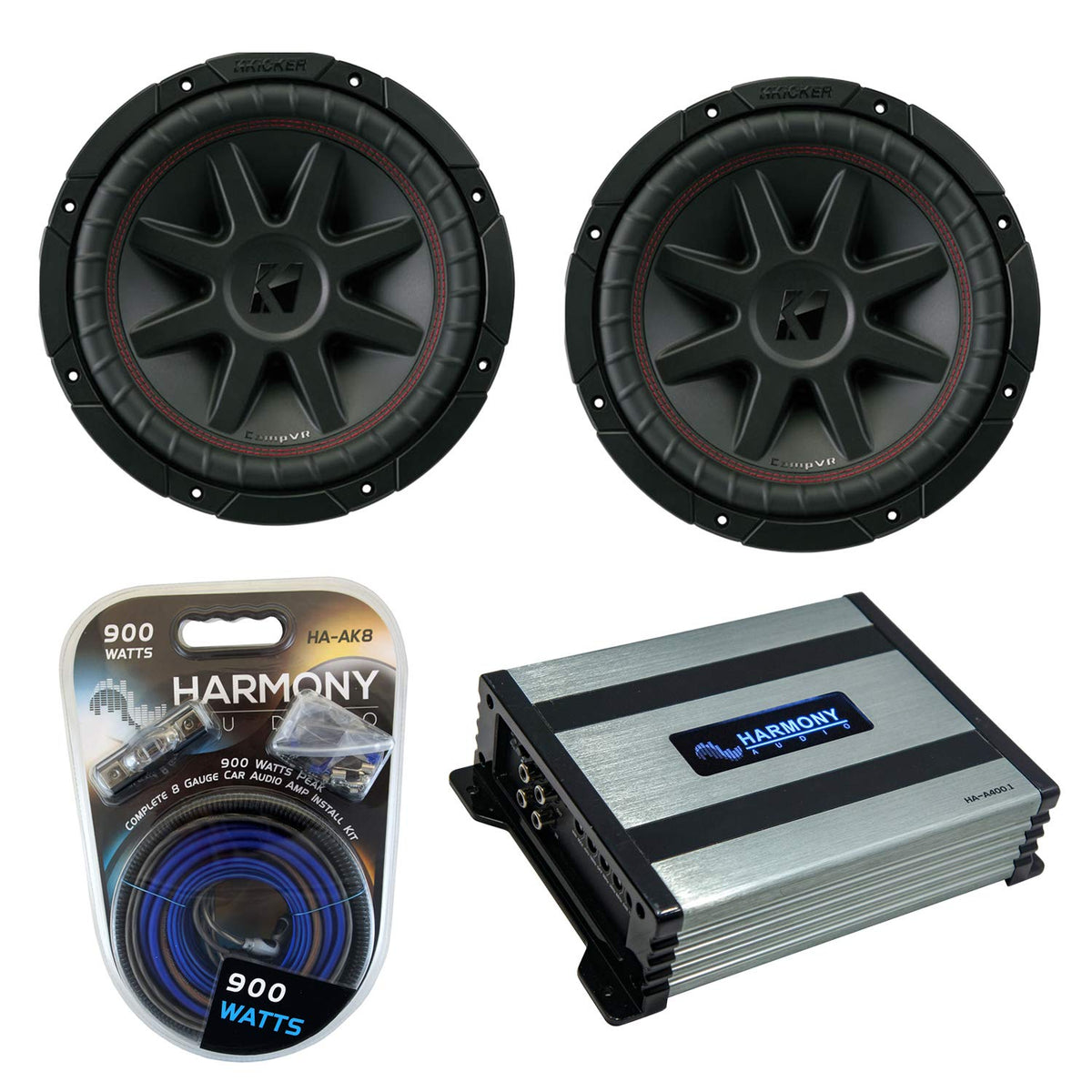 10" Subwoofer Pair with Amp Combo Wire Kit J434452