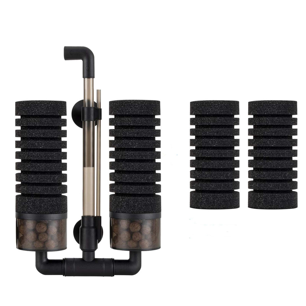 Aquarium Double Sponge Filter with Bio Ceramic Media Balls T3301