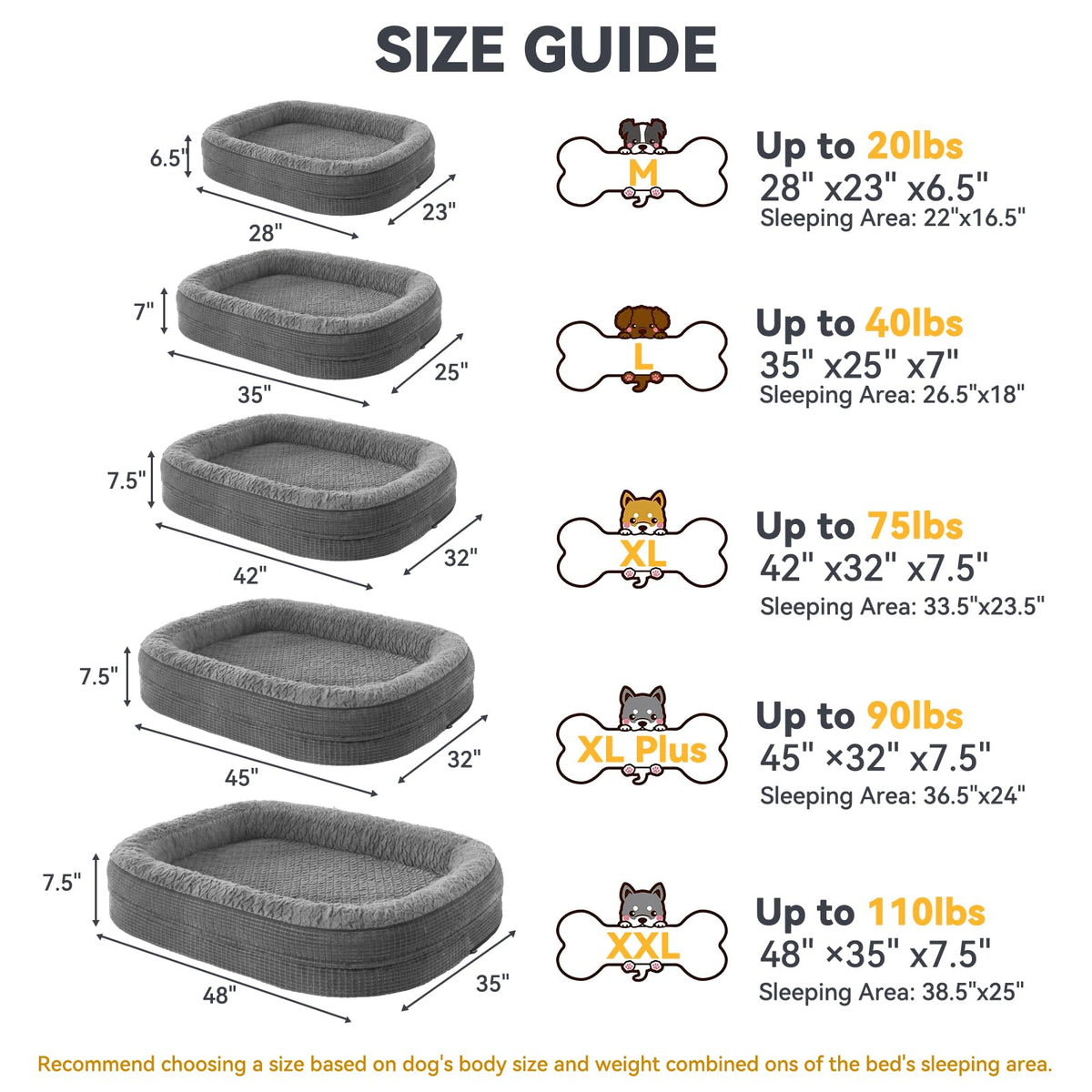 XL Grey Memory Foam Orthopedic Dog Bed with Washable Cover V7867