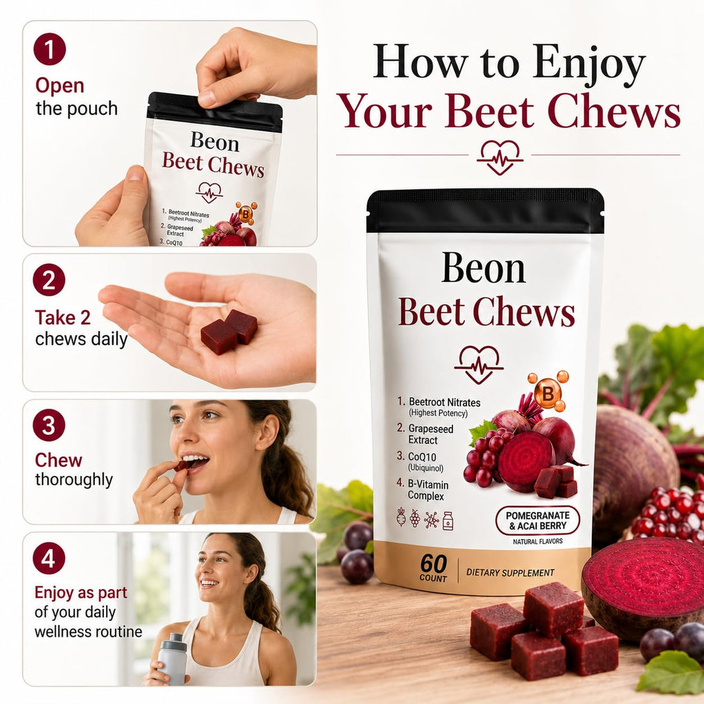 Beetroot Chews Gummies with Grape Seed & L-CoQ10, 60 Chew X6558