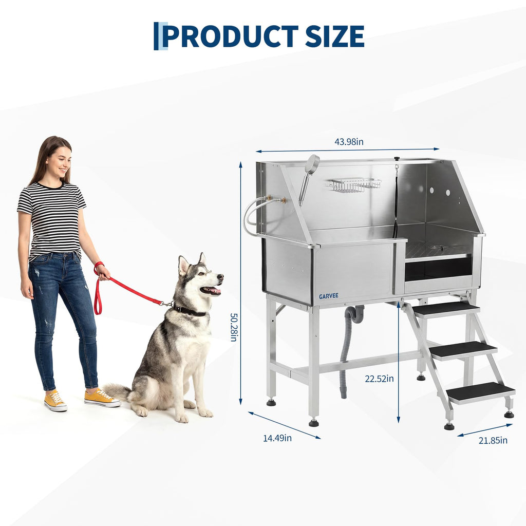 46 Inch Stainless Steel Dog Grooming Tub I77496